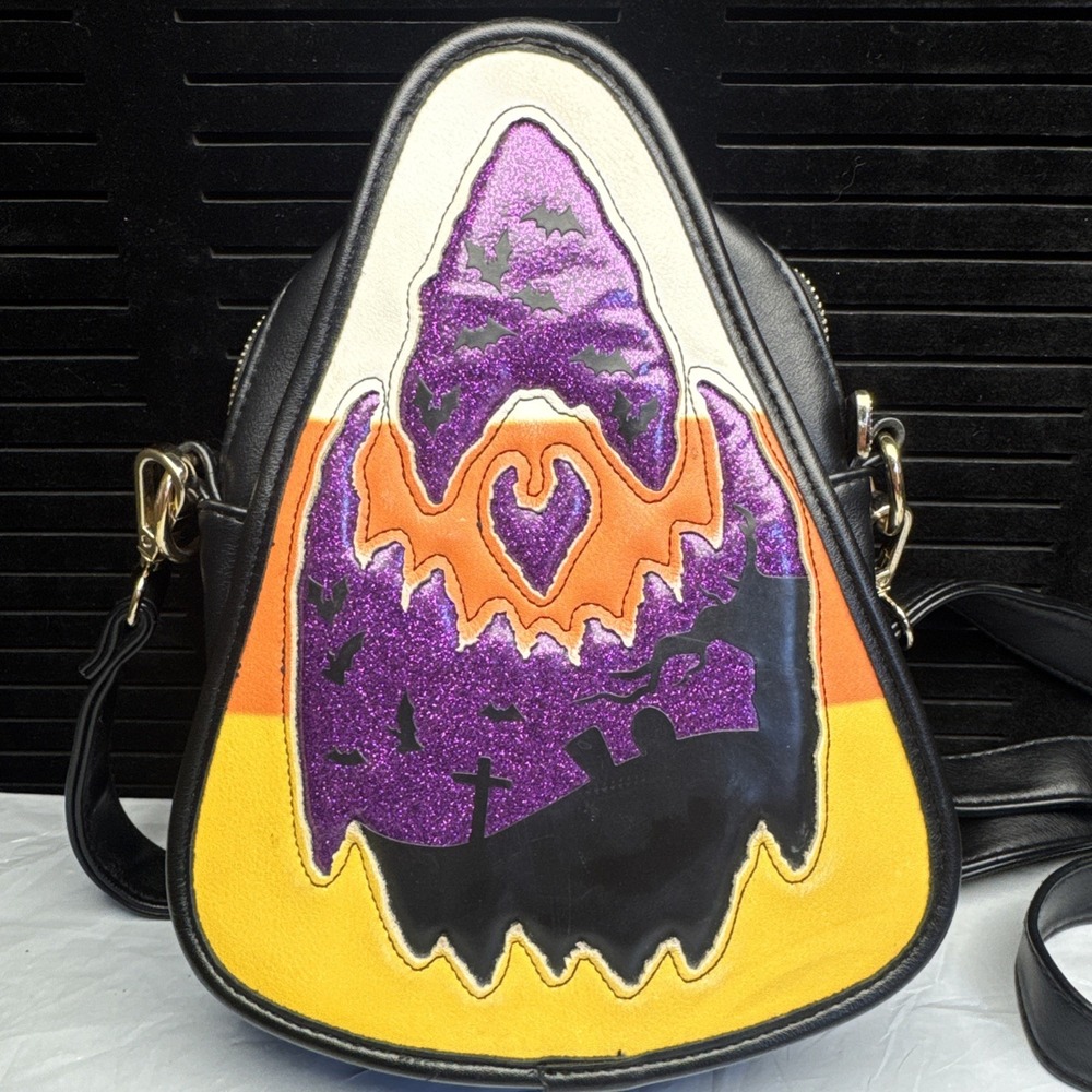 NWT Love‎ Pain & Stitches KENNY CORN Small Purple Candy Corn Cross Body Bag